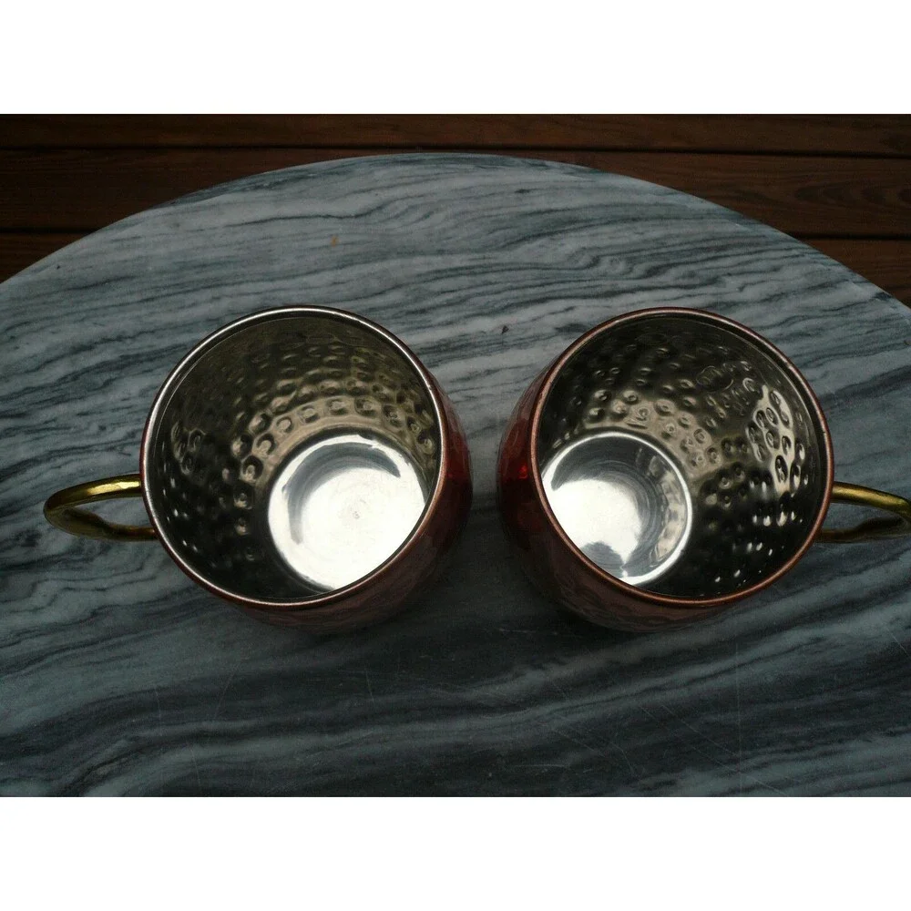 Moscow Mule Copper Mugs Set of 2 Hammered Cups Cocktail Beer Barware 16 oz